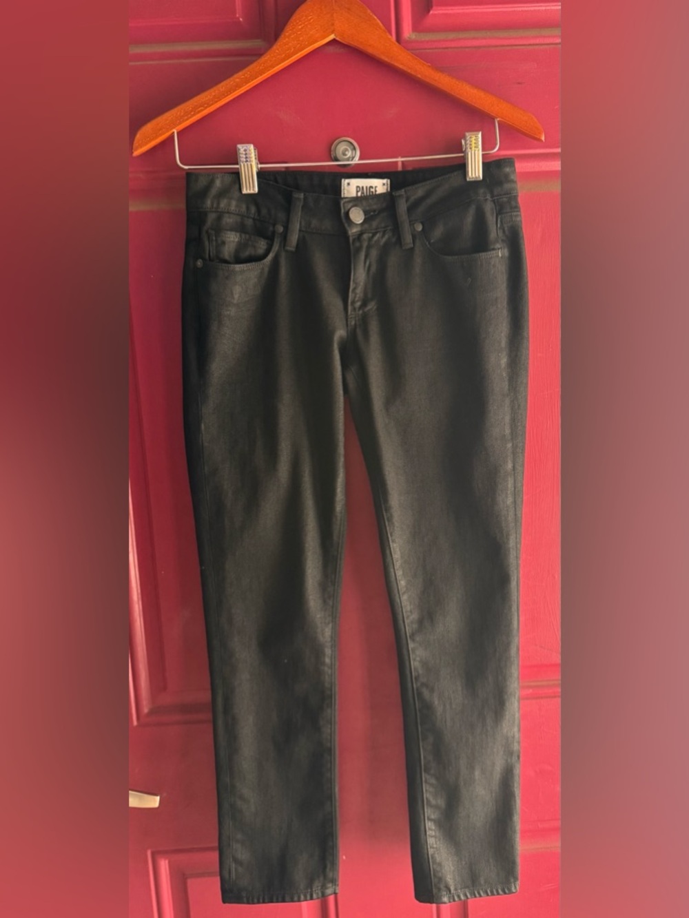 PAIGE Black Coated Skinny Jeans